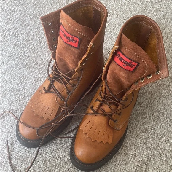 Mens Wrangler Dewitt work Brown Leather Boots 🥾- oil resistant & slip proof - Picture 2 of 10